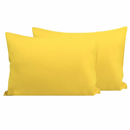Picture of FLXXIE 2 Pack Microfiber Toddler Pillowcases, 14 x 20 Inches Fits Baby Pillow Sized 12 x 16, 13 x 18 or 14 x 20, Soft and Cozy Small Travel Pillow Covers with Envelope Closure, Yellow
