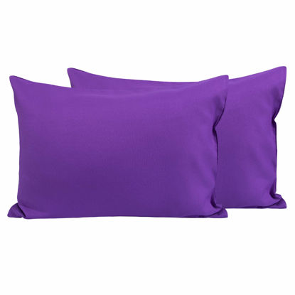 Picture of FLXXIE 2 Pack Microfiber Toddler Pillowcases, 14x20 Inches Fits Baby Pillow Sized 12x16, 13x18 or 14x20, Soft and Cozy Small Travel Pillow Covers with Envelope Closure, Purple