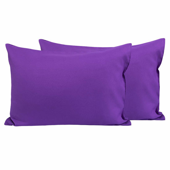 Picture of FLXXIE 2 Pack Microfiber Toddler Pillowcases, 14x20 Inches Fits Baby Pillow Sized 12x16, 13x18 or 14x20, Soft and Cozy Small Travel Pillow Covers with Envelope Closure, Purple