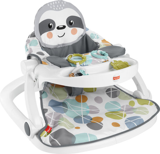 Picture of Fisher-Price Portable Baby Chair Sit-Me-Up Floor Seat with Snack Tray, Developmental Toys & Washable Seat Pad, Cute Sloth