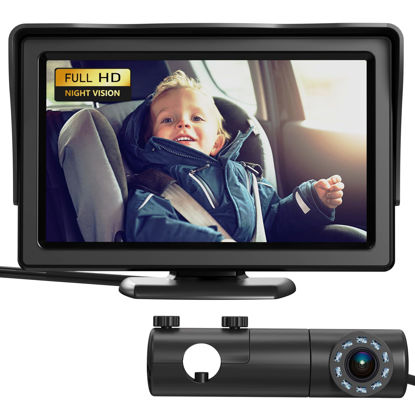Picture of Baby Car Camera, HD Display Baby Car Mirror with Night Vision Feature, 4.3 inch Baby Car Monitor with Wide Clear View, Baby Car Seat Mirror Camera Rear Facing to Observe Baby’s Every Move