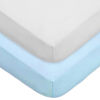 Picture of American Baby Company 2 Pack Fitted Crib Sheets 28" x 52", Soft Breathable Neutral 100% Cotton Jersey Sheet, Blue and White, for Boys and Girls, Fits Crib and Toddler Bed mattresses