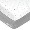 Picture of American Baby Company 2 Pack Fitted Crib Sheets 28" x 52", Soft Breathable Neutral 100% Cotton Jersey Sheet, Gray Stars and Gray, for Boys and Girls, Fits Crib and Toddler Bed mattresses