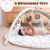 Picture of Tummy Time Mat with 6 Toys, Macrame Baby Play Mat for Newborn, Baby Gym with 12 Milestone Cards, Stage-Based Sensory and Motor Skill Development Baby Play Gym, Non Slip Mat Washable, Khaki