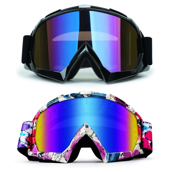 Picture of XYOP Dirt Bike Goggles ATV Goggles for Adult Motorcycle Motocross Goggles Off-Road Goggles Mtb Racing Goggles Bike Riding Protection Eyes Safety Goggles for Men Women Youth Kids 2 Pack Color Lens