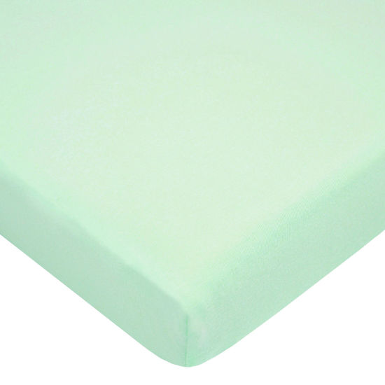 Picture of American Baby Company Fitted Mini Crib Sheet 24" x 38", Soft Breathable Neutral 100% Cotton Jersey Portable Sheet, Mint, for Boys and Girls, Fits Most Pack N Play and Mini Crib Mattresses