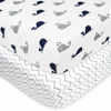 Picture of American Baby Company 2 Pack Fitted Crib Sheets 28" x 52", Soft Breathable Neutral 100% Cotton Jersey Sheet, Navy Whale/Grey Zigzag, for Boys and Girls, Fits Crib and Toddler Bed mattresses