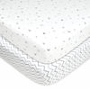 Picture of American Baby Company 2 Pack Fitted Crib Sheets 28" x 52", Soft Breathable Neutral 100% Cotton Jersey Sheet, Gray Star/Gray Zigzag, for Boys and Girls, Fits Crib and Toddler Bed mattresses