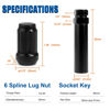 Picture of GAsupply 1/2-20 Lug Nuts Black, 1/2 x 20 Closed End 6 Spline Tuner Lug Nuts 1.38" 35mm Tall Conical Seat 60 Degree, 20 Pack with 1 Lug Nut Key