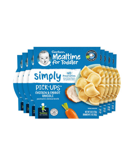 Picture of Gerber Pick-ups, Chicken & Carrot Ravioli in a Chicken Broth, 6 Ounce (Pack of 8)