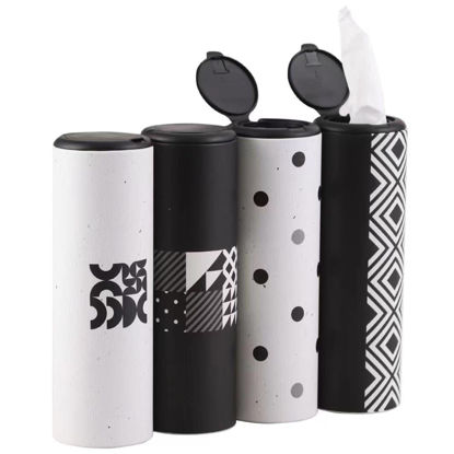 Picture of Car Tissue Holder with Facial Tissues Bulk - 4 PK Car Tissues Cylinder with Cap, Tissue Holder for Car, Travel Tissues for Car Cup Holder, Refill Car Tissue Box Round Container