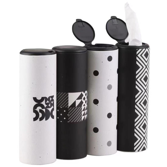 Picture of Car Tissue Holder with Facial Tissues Bulk - 4 PK Car Tissues Cylinder with Cap, Tissue Holder for Car, Travel Tissues for Car Cup Holder, Refill Car Tissue Box Round Container