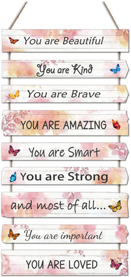 Picture of JEVUVU Butterfly Girls Room Decor, Pink Wall Decor for Baby Girl, Girl Bedroom Decor Art Signs, Trendy Stuff Decorations for Kids Nursery Bed Room Dorm Classroom Bathroom
