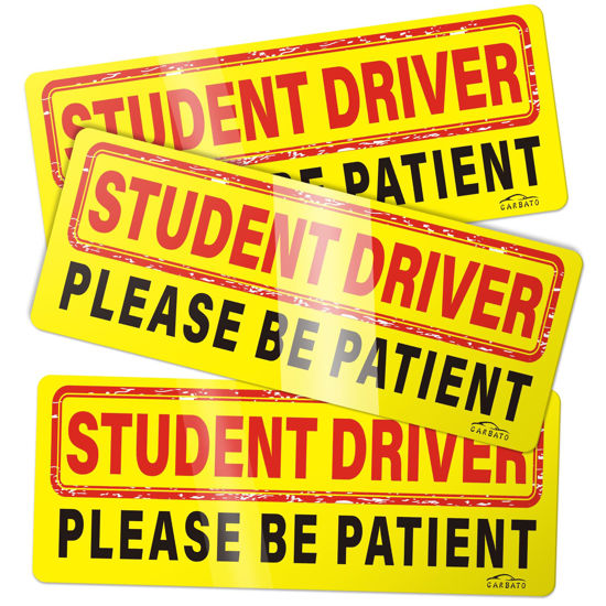 Picture of CARBATO Student Driver Magnet for Car, Please Be Patient Student Driver Magnet Sticker, Magnetic New Driver Vehicle Reflective Sign for New Driver (3 Pcs)