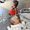 Picture of YanJie Halloween Baby Girl Headbands with Bows, Spider Nylon Headband Ghost Printed Hairbands Bow Festival Hair Decoration for Newborns Infants Toddler Black Orange