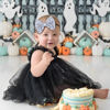Picture of YanJie Halloween Baby Girl Headbands with Bows, Spider Nylon Headband Ghost Printed Hairbands Bow Festival Hair Decoration for Newborns Infants Toddler Black Orange