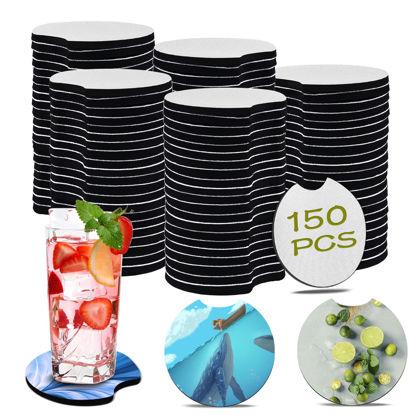 Picture of 150 PCS Sublimation Blank Car Coasters, 2.75 in Circular Opening Blank Sublimation Coasters for Thermal Sublimation DIY Crafts, Car Coasters.