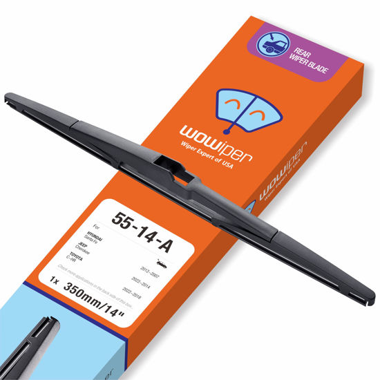 Picture of 14 inch (14-A) Rear Wiper Blade Replacement for Jeep Cherokee 2022-2014 /Hyundai Accent 11-07 Santa Fe 12-07 Tucson 22-16 /Mazda 3 13-10 CX-7 CX-9 /Lexus RX 09-04 Back Windshield Wiper +More