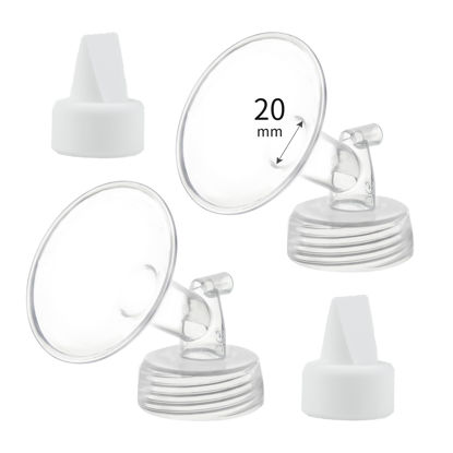 Picture of Momstouch 20mm Flange and Duckbill Valve Compatible with Spectra S1 S2 9 Plus Breastpump Replacement to Spectra Pump Parts, Not Original, Replace Spectra Accessories.