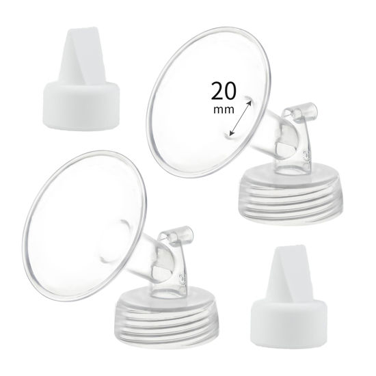 Picture of Momstouch 20mm Flange and Duckbill Valve Compatible with Spectra S1 S2 9 Plus Breastpump Replacement to Spectra Pump Parts, Not Original, Replace Spectra Accessories.