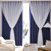 Picture of Kinryb 84" Long Kids Curtains Starry Curtains 2 Layer Curtains Extra Wide Thermal Insulated Sound Reducing Blackout Drape for Living Room/Nursery/Classroom 2 Pieces with Tiebacks Navy Blue 70W x 84L