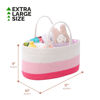Picture of Baby Diaper Caddy Organizer, Extra Large Cotton Rope Nursery Diaper Basket, Changing Table Organizer, Portable Tote Bag with Divider, Car Storage, Baby Shower Gifts for Newborn Girls - Pink