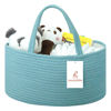 Picture of Baby Diaper Caddy Organizer, Extra Large Cotton Rope Nursery Diaper Basket, Changing Table Organizer, Portable Tote Bag with Divider, Car Storage, Baby Shower Gifts for Newborn Girls - Lake Blue