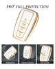 Picture of Homaupt for Toyota Key Fob Cover Compatible with Toyota Highlander RAV4 Camry Avalon Corolla C-HR Prius GT86 2018-2022, Soft TPU Key Shell Protection Case with Bling Ring Car Sticker White