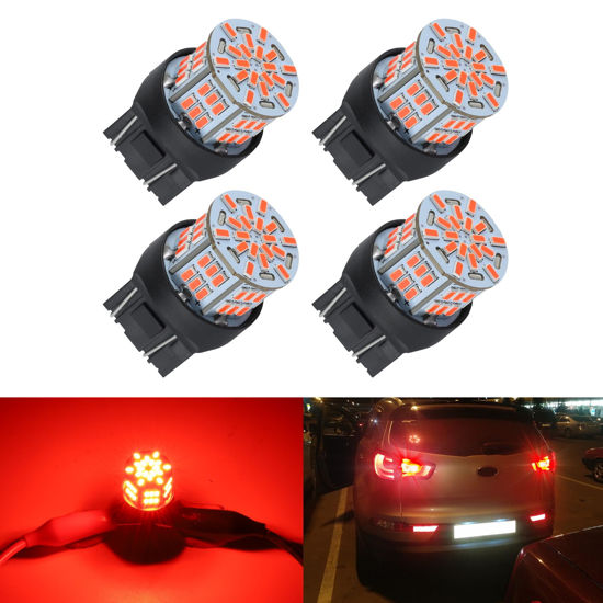 Picture of iFunyLED 4PCS 7443 LED Bulb Brake Tail Light 12V-24V Super Bright 7440 T20 LED Replacement Light Kit Set for Car Tail Brake Turn Signal Lights - Brilliant Red