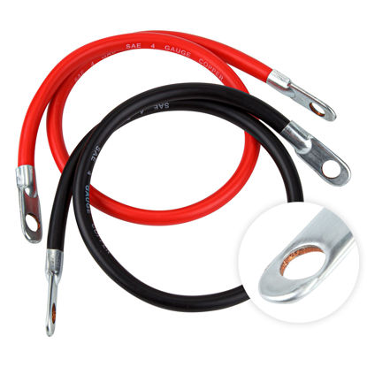 Picture of Cartman 4AWG 18-Inch Battery Inverter Cables Set, 4Gauge x 18" (1 Positive & 1 Negtive) for Car, Truck, RV, Solar