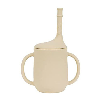 Picture of Silicone Sippy Cups for Toddler,100% Soft Silicone Straw Trainer Cup for Infant, Tiny Transition Cup with Straw & Lid for Baby 6 Month+, 8 Oz, Easy-to-Suck Toddler Cup