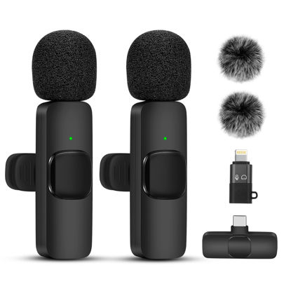 Picture of BARYINBIRD Wireless Lavalier Microphone, Professional Recording Wireless Microphone for iPhone, IPhone15, Android, IPad, 2-Pack Lavalier Microphones for Recording Interviews Videos Podcasts-Black