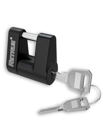 Picture of RETRUE Trailer Tongue Coupler Lock, Trailer Hitch Lock,Dia 1/4 Inch, 3/4 Inch Span for Tow Boat RV Truck Car's Coupler, Black