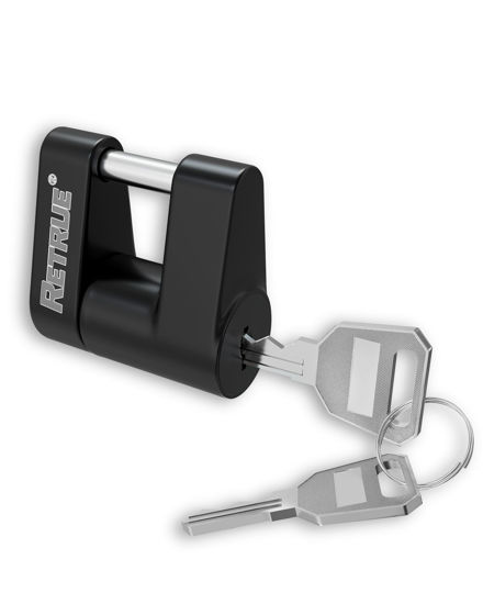 Picture of RETRUE Trailer Tongue Coupler Lock, Trailer Hitch Lock,Dia 1/4 Inch, 3/4 Inch Span for Tow Boat RV Truck Car's Coupler, Black