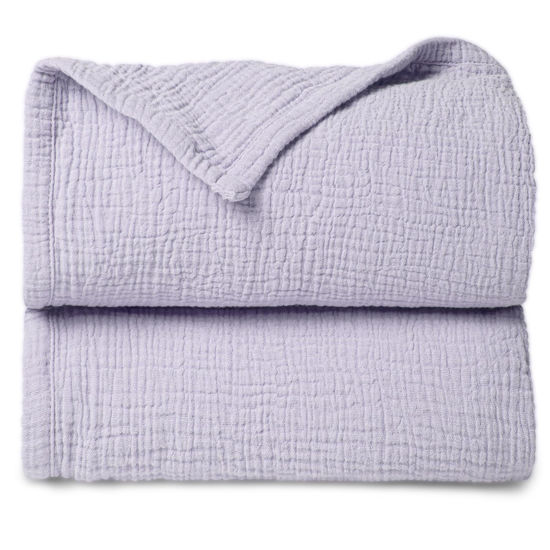 Picture of Lulu moon Muslin Quilt Blanket, Crib Blanket for Baby and Toddler,47x47 Inches(Purple)