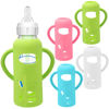 Picture of 4 Pack Silicone Sleeves for Dr. Brown's Glass Baby Bottles - Drop Protection Baby Bottle Sleeves,Compatible with Dr. Brown's Newborn Glass Bottles,with Silicone Handles,8 oz