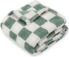 Picture of HOMRITAR Checkered Baby Blanket for Boys Sage Green Soft Fluffy Fuzzy Blankets with 3D Chessboard Grid, Warmer Comfort Reversible Lightweight Bed Blanket for Toddlers Infant or Newborn 30 x 40 Inch