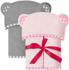 Picture of ELSVIN Set of 2 Hooded Baby Towels - Pink and Grey - Luxurious, Large and Super Absorbent - 30 x 30 Inch - Soft and Suitable for Infants, Toddlers and Kids - 400 GSM