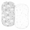 Picture of TILLYOU Bassinet Fitted Sheets for Baby Boy Girl, Universal Fit for Cradle Oval Rectangle Hourglass Mattress, 2-Pack Gray Clouds