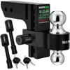 Picture of Rhino USA Adjustable Trailer Hitch (2-Inch Receiver) - Heavy Duty Aluminum Tow Hitches with 8-Inch Drop/Rise for Truck (12,500 LBS GTW) - Weatherproof Double Anti-Theft Locking Hitch Pins (Black)