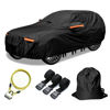 Picture of OWEEIO 30 Layers Car Cover for Automobiles All Weather Waterproof, Outdoor Snowproof UV Protection Windproof, Door Zipper, Soft Cotton, Heavy Duty Universal Car Covers, (Black, Fit SUV 181"-190")