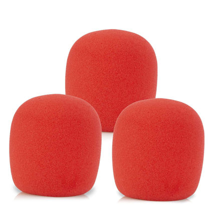 Picture of LEFXMOPHY SM58 Pop Filter，Mic Foam Replacement for Shure SM58 SM48 Vocal Microphone Windscreen, Red Noise-Cancellation Windsock Cover 3-Pack