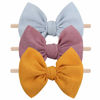 Picture of YanJie Baby Girls Nylon Headbands Newborn Bows Handmade Hair Bows Hairbands Hair Accessories for Newborn Infant Toddlers Kids(Gold Blue Dusty Rose)