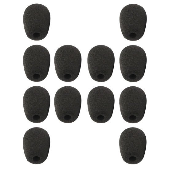 Picture of HIYANCO 12 Pack Headset Microphone Windscreen Foam Cover Soft Comfortable and High-density Lapel Mic Covers Pop Filter Replacement Windshield for Headset Microphone