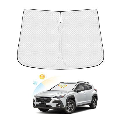 Picture of Canvcle Windshield Sun Shade for Subaru Crosstrek 2024 Accessories Thicken 6-Layer Front Window Sunshade Cover Sun Visor Protector Foldable Block UV Rays Keep Vehicle Cool
