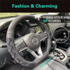 Picture of PINCTROT D Shaped 14 Inch Small Sized Steering Wheel Cover Great Grip with 3D Honeycomb Anti-Slip Design, Flat Bottom 14 Inch (Black/Red Stitch)