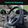 Picture of PINCTROT D Shaped 14.5-15 Inch Steering Wheel Cover Great Grip with 3D Honeycomb Anti-Slip Design, Flat Bottom 14.5-15 Inch (Blue)