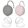 Picture of Smlpuame 4 Pack Pacifier Holder Case Set,2 Silicone Portable Pacifier Cover Pouch Bag for Diaper Bags Baby Carriage with 2 Transparent Pacifier Storage Container Box,Easy to Clean,(Pink & Grey)