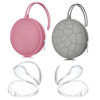 Picture of Smlpuame 4 Pack Pacifier Holder Case Set,2 Silicone Portable Pacifier Cover Pouch Bag for Diaper Bags Baby Carriage with 4 Transparent Pacifier Storage Container Box,Easy to Clean,Power Rose+Grey