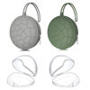 Picture of Smlpuame 4 Pack Pacifier Holder Case Set,2 Silicone Portable Pacifier Cover Pouch Bag for Diaper Bags Baby Carriage with 2 Transparent Pacifier Storage Container Box,Easy to Clean,Classic(Green+Grey)